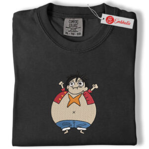 Alternative view of Monkey D Luffy Embroidered Shirt, One Piece Shirt, Cute Anime Embroidered Tee, Comfort Colors Shirt