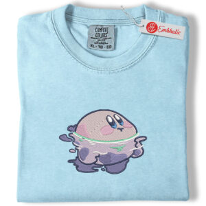 Kirby Warp Star Embroidered Shirt, Kirby Shirt, Anime Embroidered Tee, Comfort Colors Shirt