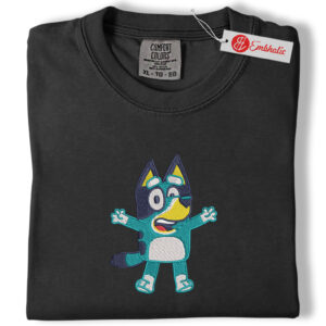 Alternative view of Bluey Embroidered Shirt, Bluey Shirt, Cute Cartoon Embroidered Tee, Comfort Colors Shirt