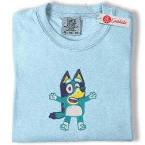 Bluey Embroidered Shirt, Bluey Shirt, Cute Cartoon Embroidered Tee, Comfort Colors Shirt