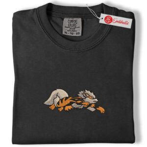 Alternative view of Arcanine Legendary Dog Embroidered Shirt, PKM Shirt, Anime Embroidered Tee, Comfort Colors Shirt