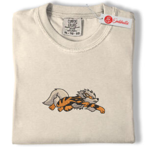 Arcanine Legendary Dog Embroidered Shirt, PKM Shirt, Anime Embroidered Tee, Comfort Colors Shirt