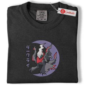 Alternative view of Darkrai Embroidered Shirt, Pokemon Shirt, PKM Shirt, Anime Embroidered Tee, Comfort colors Shirt