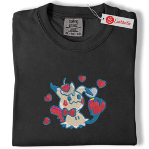 Alternative view of Mimikyu Love Embroidered Shirt, Pokemon Shirt, PKM Shirt, Anime Embroidered Tee, Comfort colors Shirt
