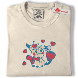 Mimikyu Love Embroidered Shirt, Pokemon Shirt, PKM Shirt, Anime Embroidered Tee, Comfort colors Shirt