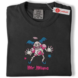 Alternative view of Mr Mime Embroidered Shirt, Pokemon Shirt, PKM Shirt, Anime Embroidered Tee, Comfort colors Shirt