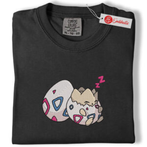Alternative view of Togepi Embroidered Shirt, Pokemon Shirt, PKM Shirt, Anime Embroidered Tee, Comfort colors Shirt
