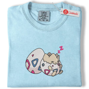 Togepi Embroidered Shirt, Pokemon Shirt, PKM Shirt, Anime Embroidered Tee, Comfort colors Shirt