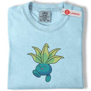 Oddish Grass Pokemon Embroidered Shirt, PKM Shirt, Cute Anime Embroidered Tee, Comfort Colors Shirt