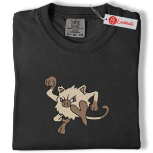 Alternative view of Mankey Fighting Pokemon Embroidered Shirt, PKM Shirt, Cute Anime Embroidered Tee, Comfort Colors Shirt