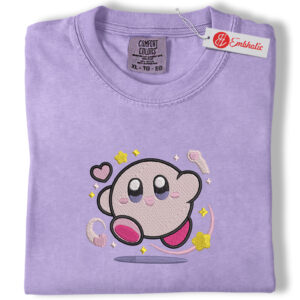 Kirby Magic Star Embroidered Shirt, Kirby Shirt, Kawaii Game Embroidered Tee, Comfort Colors Shirt