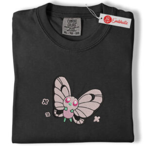 Alternative view of Butterfree Embroidered Shirt, PKM Shirt, Anime Embroidered Tee, Comfort Colors Shirt