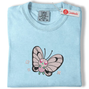 Butterfree Embroidered Shirt, PKM Shirt, Anime Embroidered Tee, Comfort Colors Shirt