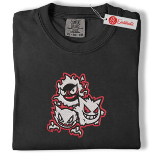 Gengar Evolution Embroidered Shirt, PKM Shirt, Anime Embroidered Tee, Comfort Colors Shirt