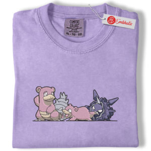 Slowpoke Evolution Embroidered Shirt, PKM Shirt, Anime Embroidered Tee, Comfort Colors Shirt