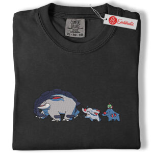 Alternative view of Cyndaquil, Quilava & Typhlosion Embroidered Shirt, PKM Shirt, Anime Embroidered Tee, Comfort Colors Shirt
