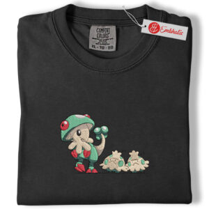 Alternative view of Breloom & Shroomish Embroidered Shirt, PKM Shirt, Anime Embroidered Tee, Comfort Colors Shirt