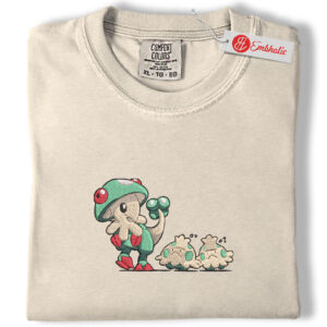 Breloom & Shroomish Embroidered Shirt, PKM Shirt, Anime Embroidered Tee, Comfort Colors Shirt