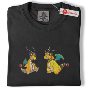 Alternative view of Ampharos & Mega Ampharos Embroidered Shirt, PKM Shirt, Anime Embroidered Tee, Comfort Colors Shirt
