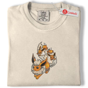Eevee Family Embroidered Shirt, PKM Shirt, Cute Anime Embroidered Tee, Comfort Colors Shirt