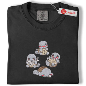 Alternative view of Squirtle Squad Embroidered Shirt, PKM Shirt, Anime Embroidered Tee, Comfort Colors Shirt