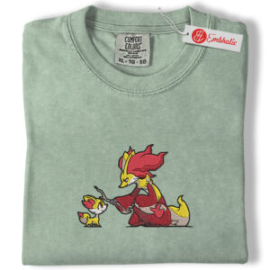 Fennekin & Delphox Embroidered Shirt, PKM Shirt, Anime Embroidered Tee, Comfort Colors Shirt