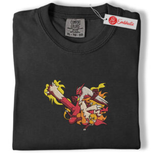 Alternative view of Torchic, Combusken & Blaziken Embroidered Shirt, PKM Shirt, Anime Embroidered Tee, Comfort Colors Shirt