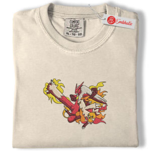 Torchic, Combusken & Blaziken Embroidered Shirt, PKM Shirt, Anime Embroidered Tee, Comfort Colors Shirt