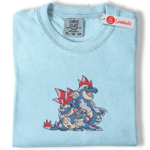 Totodile Evolution Embroidered Shirt, PKM Shirt, Water Pokemon Embroidered Tee, Comfort Colors Shirt