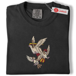 Alternative view of Pidgey, Pidgeotto & Pidgeot Embroidered Shirt, PKM Shirt, Anime Embroidered Tee, Comfort Colors Shirt