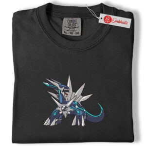 Alternative view of Dialga Embroidered Shirt, PKM Shirt, Steel Dragon Shirt, Anime Embroidered Tee, Comfort Colors Shirt