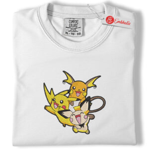Pikachu, Raichu & Pichu Embroidered Shirt, PKM Shirt, Anime Embroidered Tee, Comfort Colors Shirt