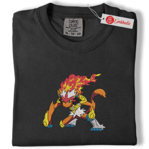 Alternative view of Infernape Fire Type Embroidered Shirt, PKM Shirt, Anime Embroidered Tee, Comfort Colors Shirt