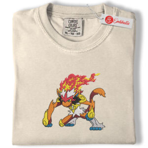 Infernape Fire Type Embroidered Shirt, PKM Shirt, Anime Embroidered Tee, Comfort Colors Shirt