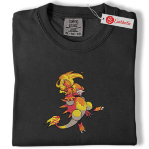 Alternative view of Magby, Magmar & Magmortar Embroidered Shirt, PKM Shirt, Anime Embroidered Tee, Comfort Colors Shirt
