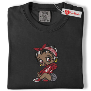 Alternative view of Cute Cartoon Girl Embroidered Shirt, Vintage Cartoon Shirt, Animated Embroidered Tee, Comfort Colors Shirt