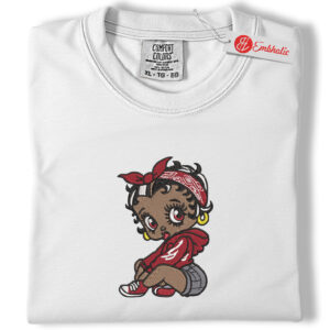 Cute Cartoon Girl Embroidered Shirt, Vintage Cartoon Shirt, Animated Embroidered Tee, Comfort Colors Shirt