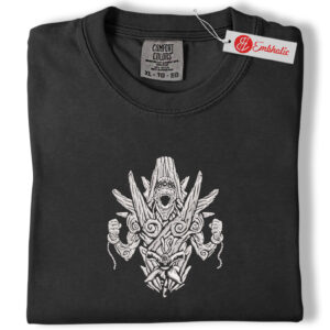 Alternative view of Monster Mask Embroidered Shirt, Anime Shirt, Dark Fantasy Embroidered Tee, Comfort Colors Shirt