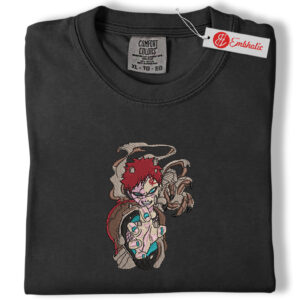 Alternative view of Gaara Embroidered Shirt, Naruto Shirt, Anime Ninja Embroidered Tee, Comfort Colors Shirt