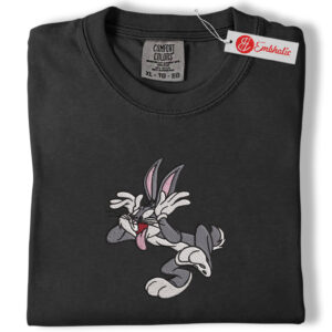 Alternative view of Bugs Bunny Embroidered Shirt, Looney Tunes Shirt, Cartoon Animated Embroidered Tee, Comfort Colors Shirt