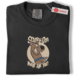 Scooby Doo Embroidered Shirt, Cartoon Dog Shirt, Mystery Cartoon Embroidered Tee, Comfort Colors Shirt