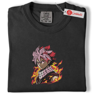 Alternative view of Natsu Dragneel Embroidered Shirt, Anime Shirt, Anime Embroidered Tee, Comfort Colors Shirt