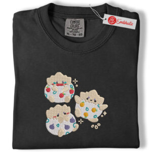 Alternative view of Togepi Pokemon Embroidered Shirt, PKM Shirt, Anime Embroidered Tee, Comfort Colors Shirt