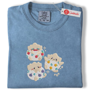 Togepi Pokemon Embroidered Shirt, PKM Shirt, Anime Embroidered Tee, Comfort Colors Shirt