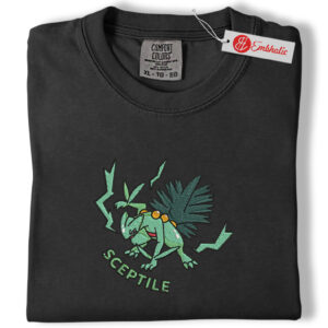 Alternative view of Sceptile Pokemon Embroidered Shirt, PKM Shirt, Anime Embroidered Tee, Comfort Colors Shirt