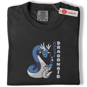 Alternative view of Dragonair Pokemon Embroidered Shirt, PKM Shirt, Anime Embroidered Tee, Comfort Colors Shirt