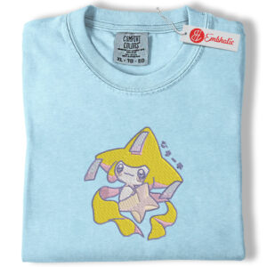 Jirachi Embroidered Shirt, PKM Shirt, Anime Embroidered Tee, Comfort Colors Shirt