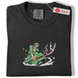 Alternative view of Zoro Embroidered Shirt, One Piece Shirt, Anime Embroidered Tee, Comfort Colors Shirt