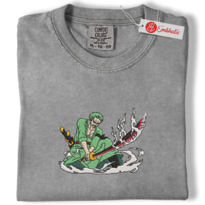 Zoro Embroidered Shirt, One Piece Shirt, Anime Embroidered Tee, Comfort Colors Shirt
