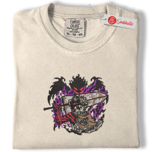 Asta Embroidered Shirt, Black Clover Shirt, Anime Embroidered Tee, Comfort Colors Shirt